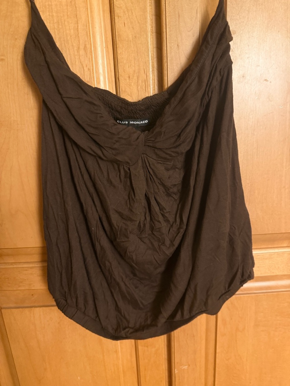 Club Monaco Dark Brown strapless bubble top, jersey knit